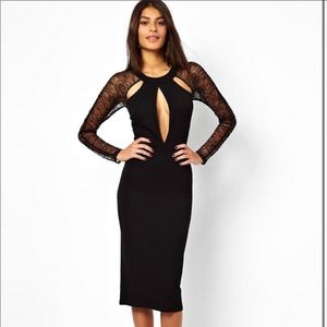 Black Lace Keyhole Dress with Lace Sleeves